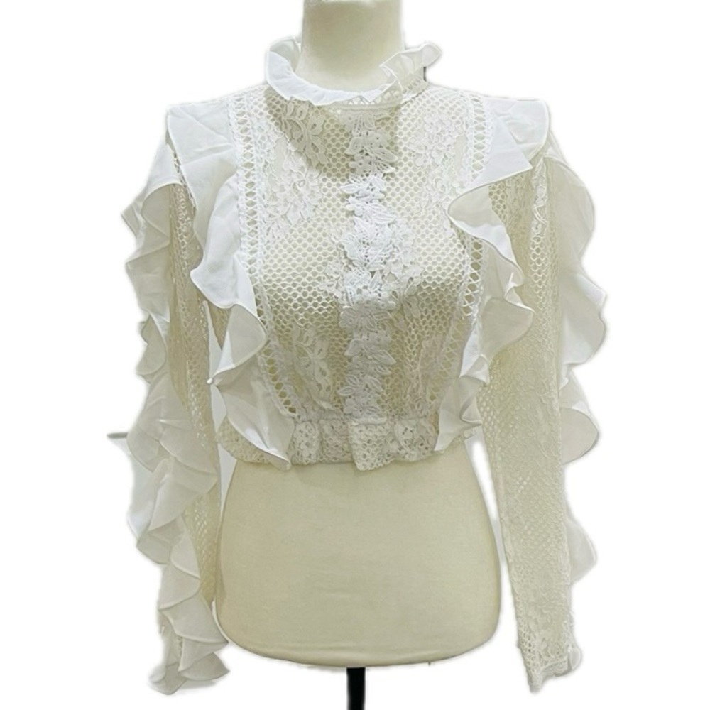 CBR Coquette Girl White Lace Ruffle Blouse